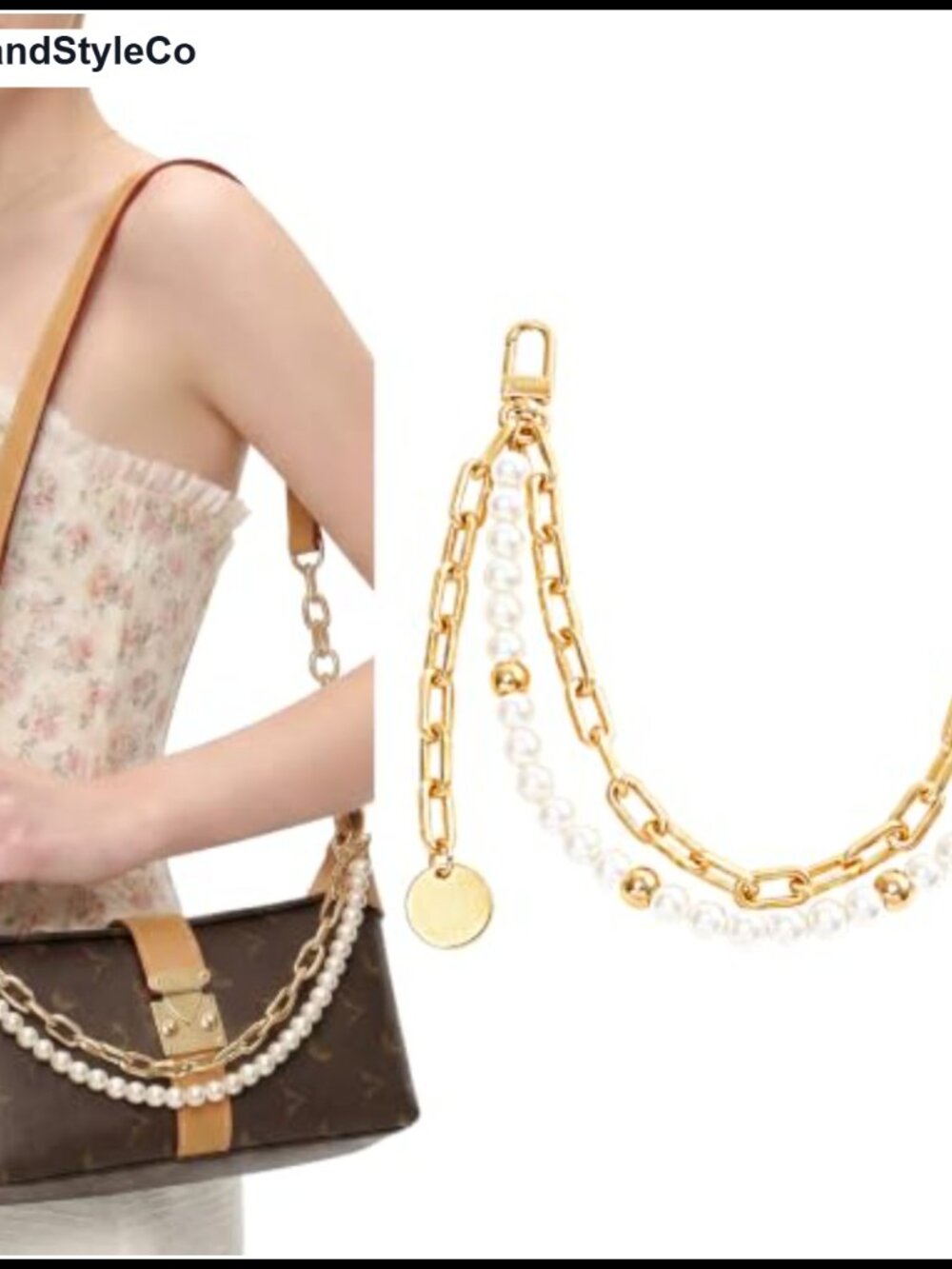 Gold Alloy Purse Chain Charm 14.17" Bag Accessory Decoration